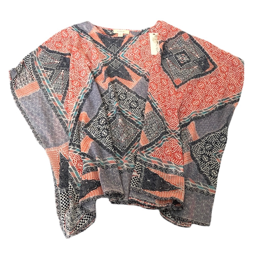 Small nature Aztec print poncho